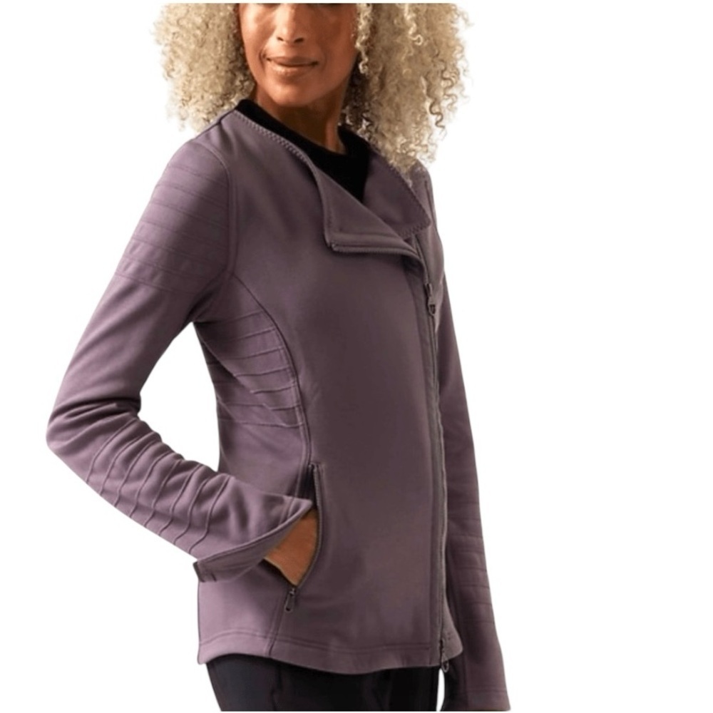 ATHLETA Women’s Outdoors Hiking Asymmetric Moto Jacket in Dusk Violet Size M